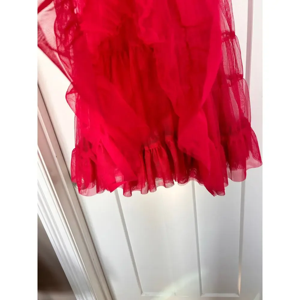 Baby Gap Pirouette Tulle Tiered Dress Satin Trim Layered Formal Red Size 5 Years